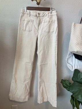 Divided Cream Wide-Leg Jeans with Front Patch Pockets